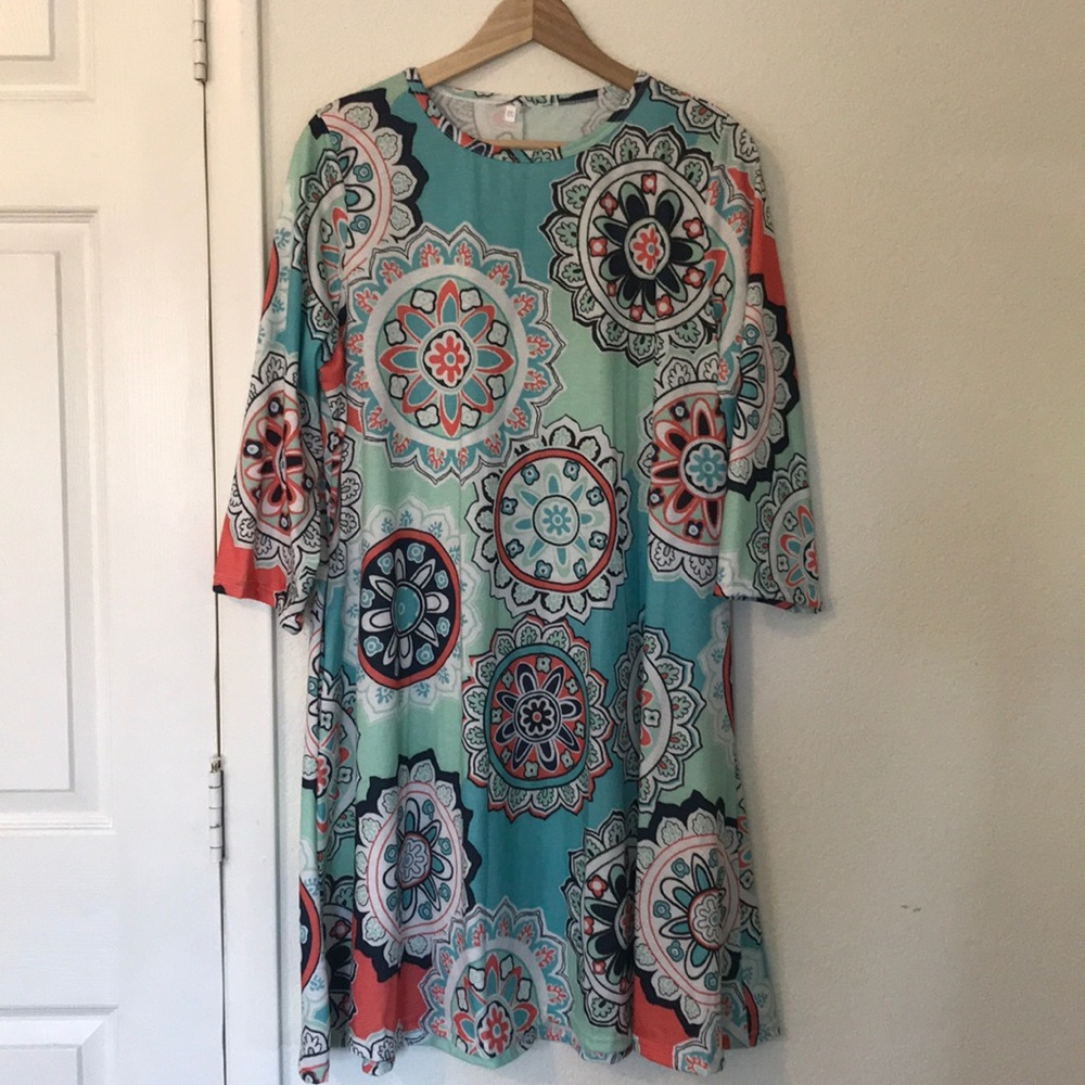 Women's XXL 3/4 sleeve Midi Dress with pockets